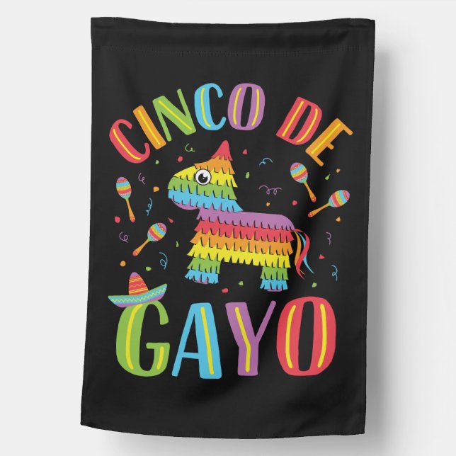 Cinco de Gayo Gay Pride Cinco de Mayo House Flag (Front)