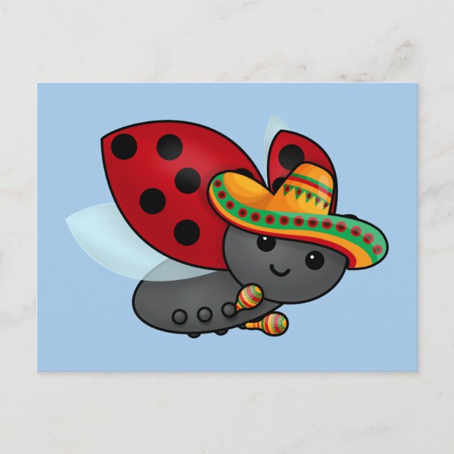 Cinco de May Ladybug Postcard (Front)