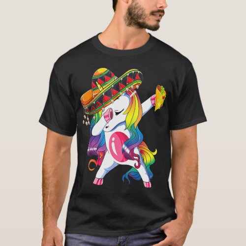 Cinco De Mayo 2022 Dabbing Unicorn Taco Holder Mex T_Shirt