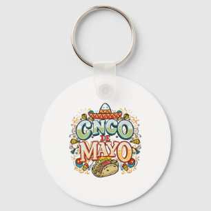 Cinco De Mayo 2025 Mexican Party Taco Sombrero Men Keychain