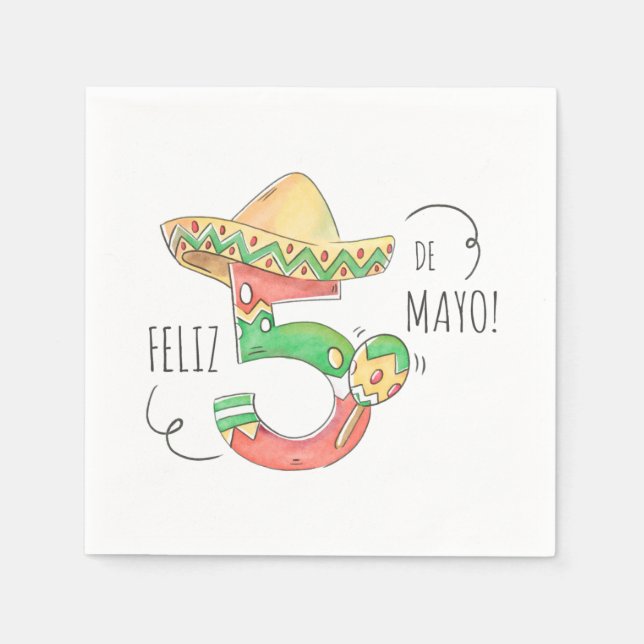Cinco de Mayo #5 in Sombrero, Maracas Napkins (Front)