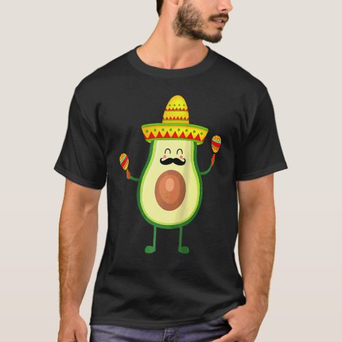 Cinco De Mayo Avocado With Mustache Sombrero  Avog T_Shirt