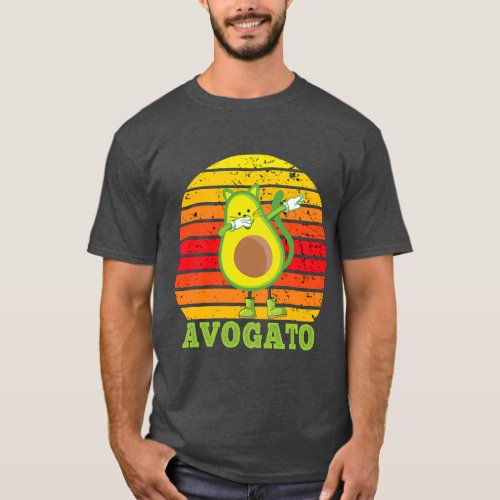 Cinco De Mayo Avogato Retro Dubbing Cat Avocado  f T_Shirt