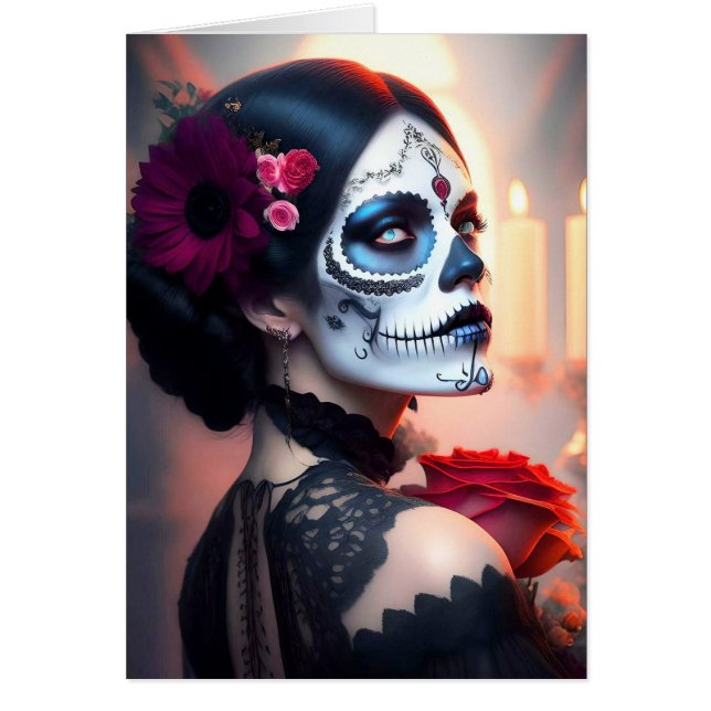 Cinco de Mayo Beauty with Rose Birthday Card Art (Front)