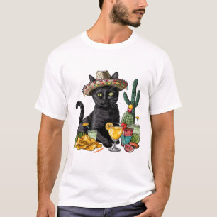 Cinco De Mayo Black Cat Mexican Cuisine Black Cat  T-Shirt