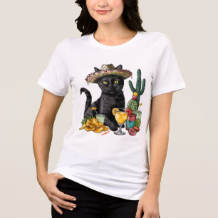 Cinco De Mayo Black Cat Mexican Cuisine Black Cat  Tri-Blend Shirt