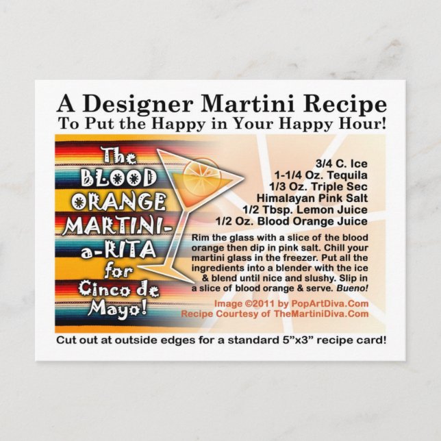 Cinco de Mayo Blood Orange Martini Margarita Card (Front)