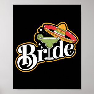 Cinco De Mayo Bride Sombrero Margarita Party Mexic Poster