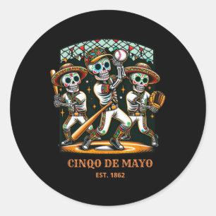 Cinco De Mayo Bysebyll Skeletons Classic Round Sticker