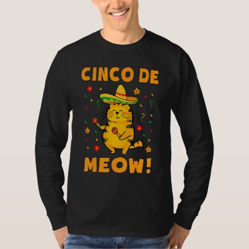 Cinco De Mayo Ca Mexican Cat Collar Sombrero T_Shirt