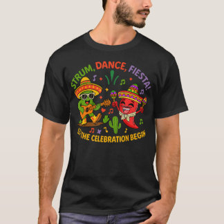 Cinco De Mayo Cactus And Pepper Sombrero Strum T-Shirt