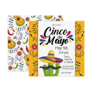 Cinco de Mayo Cactus Folk Flowers Invitation