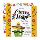 Cinco de Mayo Cactus Folk Flowers Invitation Cinco de Mayo Cactus Folk Flowers Invitation