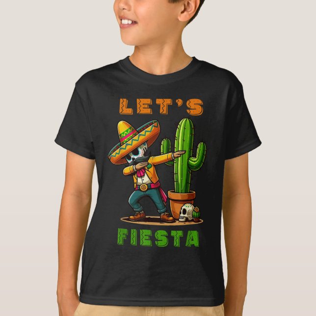Cinco De Mayo Cactus Mexican Poncho Sombrero Hat B T-Shirt (Front)