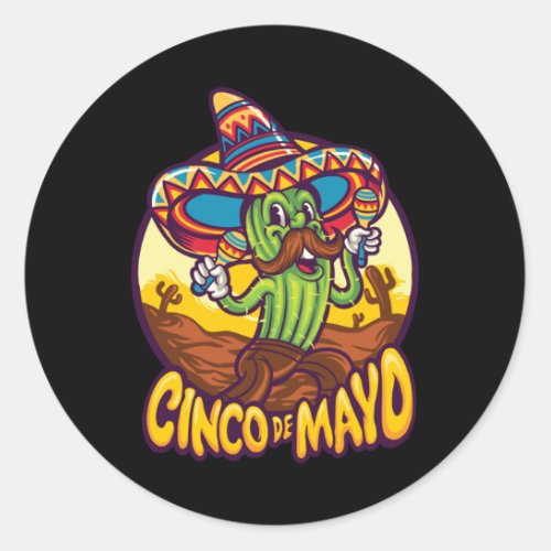 Cinco De Mayo Cactus Sombrero Mexico Classic Round Sticker