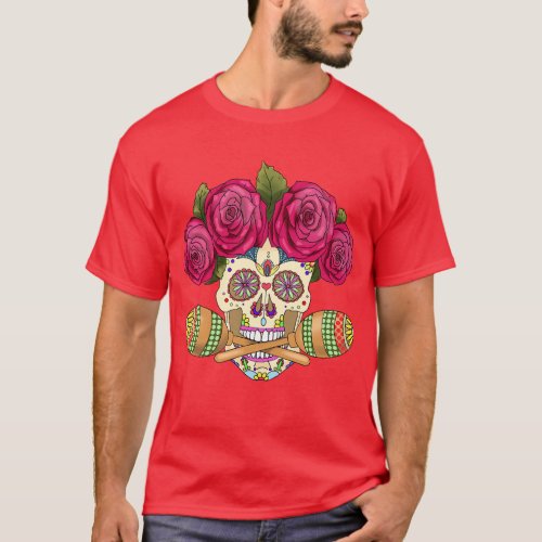 Cinco De Mayo Calavera Woman Sombrero Maracas Mexi T_Shirt