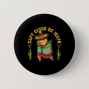 Cinco De Mayo Capybyras Mexican Capybyra Kids Men  Button