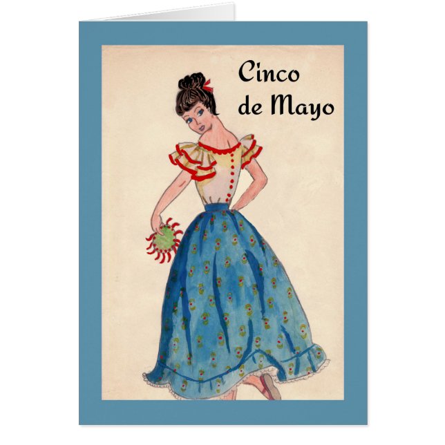 Cinco de Mayo Card with Female Dancer (Front)