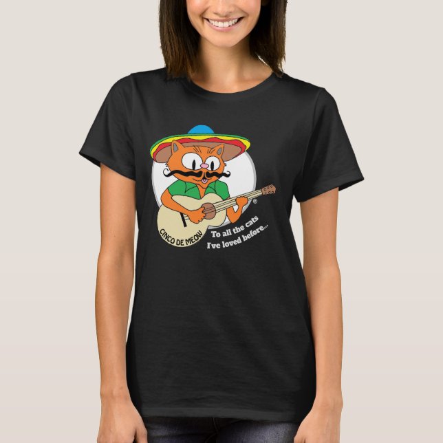 Cinco De Mayo Cartoon Cat Funny T-Shirt (Front)