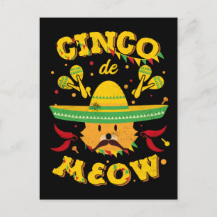 Cinco de Mayo Cat Cinco de Meow Kitten Sombrero Postcard