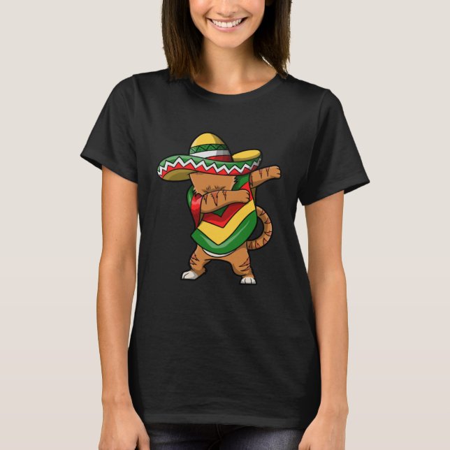 Cinco De Mayo Cat Dabbing T-Shirt (Front)