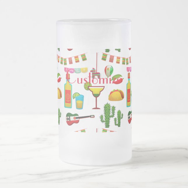 Cinco de Mayo Celebration Thunder_Cove Frosted Glass Beer Mug (Center)