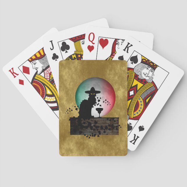 Cinco de Mayo Chat Noir / Gato Negro Poker Cards (Back)