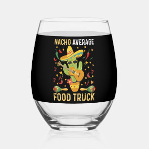 Cinco De Mayo Chef Nacho Average Food Truck Stemless Wine Glass