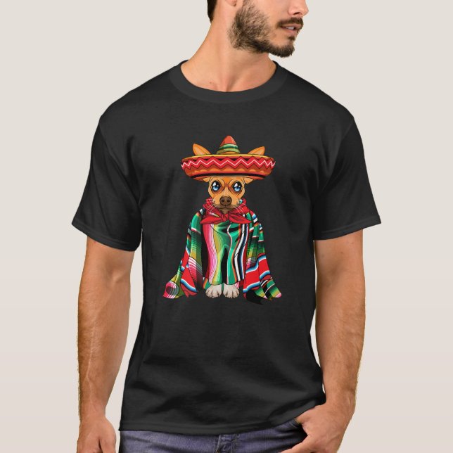 Cinco De Mayo Chihuahua Dog Wearing Poncho And Som T-Shirt (Front)