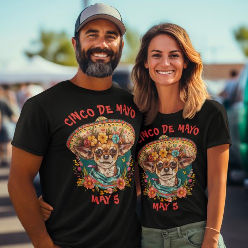 Cinco de Mayo Chihuahua Wearing Sombrero  Serape T_Shirt