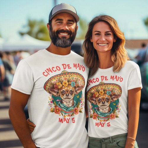 Cinco de Mayo Chihuahua Wearing Sombrero  Serape T_Shirt