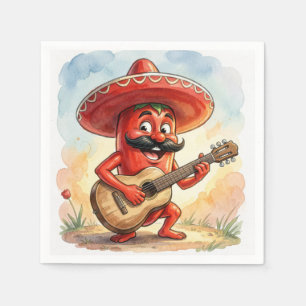 Cinco de Mayo Chili Guitar Player Napkins