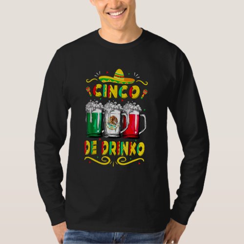 Cinco De Mayo Cinco De Drinko  Mexican Flag T_Shirt