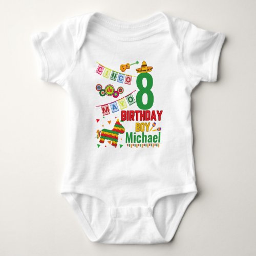 Cinco de Mayo Colorful Birthday Boy Fiesta Party Baby Bodysuit