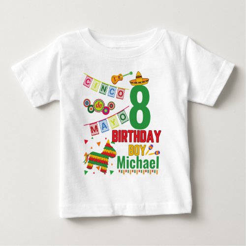 Cinco de Mayo Colorful Birthday Boy Fiesta Party  Baby T_Shirt