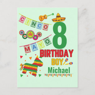Cinco de Mayo Colorful Birthday Boy Fiesta Party  Postcard