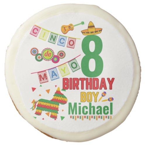 Cinco de Mayo Colorful Birthday Boy Fiesta Party Sugar Cookie