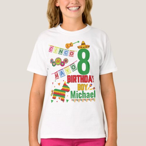 Cinco de Mayo Colorful Birthday Boy Fiesta Party  T_Shirt