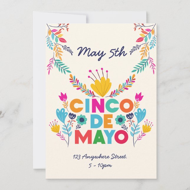 Cinco de Mayo Colorful Invitation (Front)