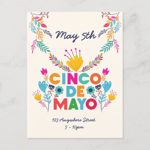 Cinco de Mayo Colorful Invitation Postcard