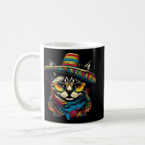 Cinco de Mayo Colorful Kitten and Mexican Sombrero Coffee Mug