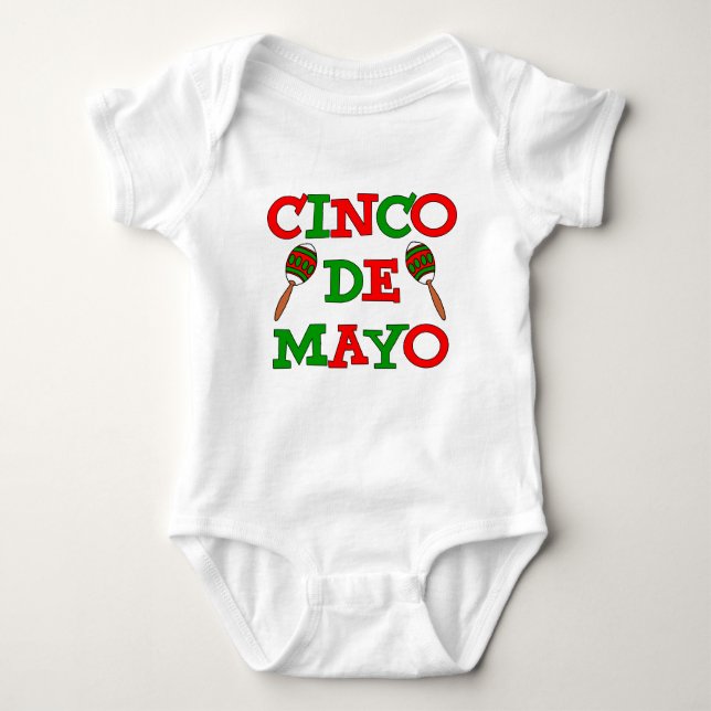 Cinco De Mayo Colorful Maracas Baby Bodysuit (Front)