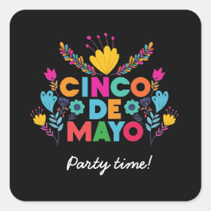 Cinco de Mayo, Colorful Mexico Square Sticker