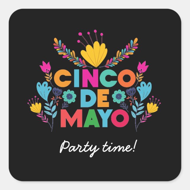 Cinco de Mayo, Colorful Mexico Square Sticker (Front)