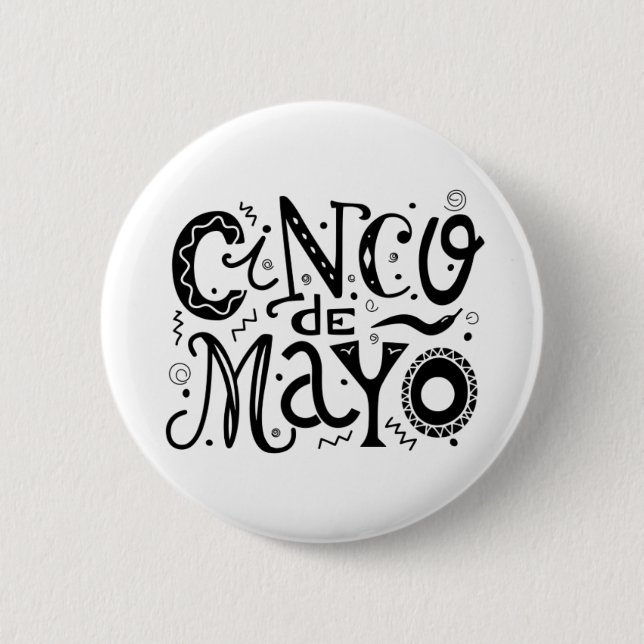 Cinco De Mayo Cool Typography Button (Front)