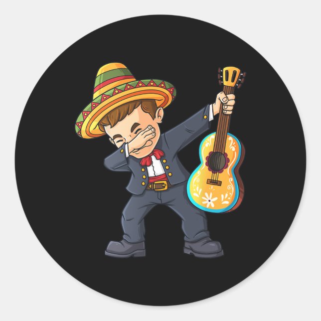 Cinco de Mayo Dabbing Mariachi Mexican Boys Kids  Classic Round Sticker (Front)