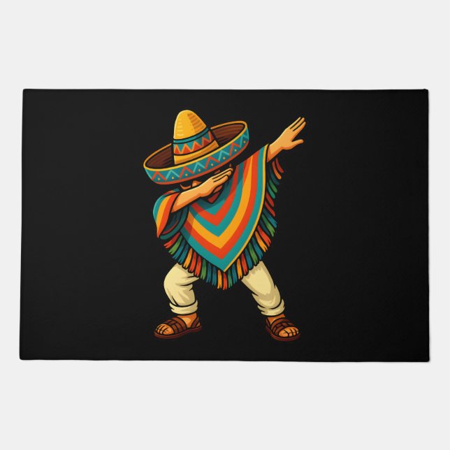 Cinco de Mayo Dabbing Mexican Poncho Doormat (Front)