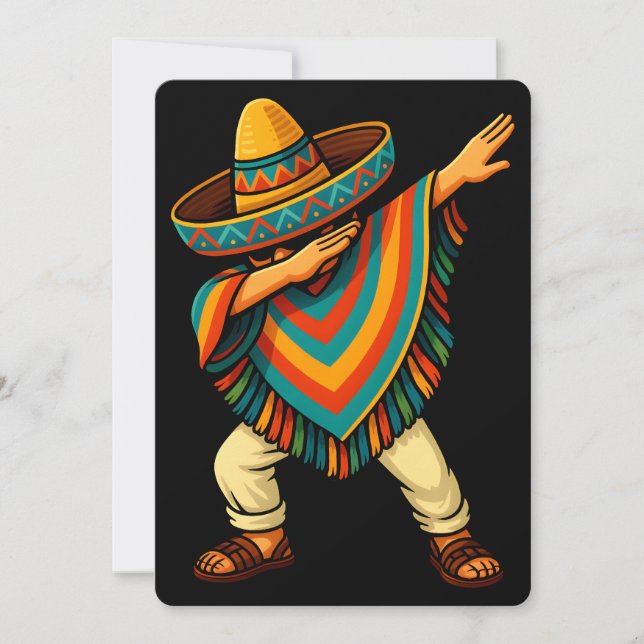 Cinco de Mayo Dabbing Mexican Poncho Invitation (Front)