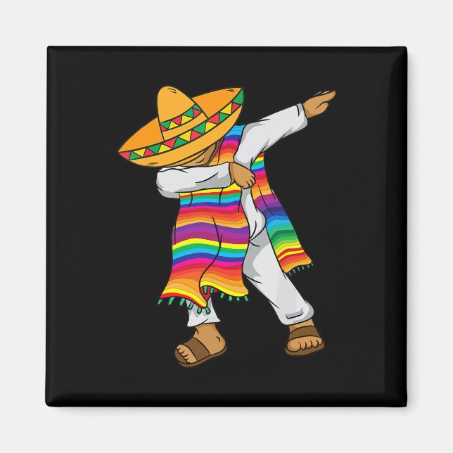 Cinco De Mayo Dabbing Mexican Poncho Kids Toddler  Magnet (Front)