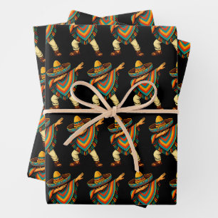 Cinco de Mayo Dabbing Mexican Poncho Wrapping Paper Sheets